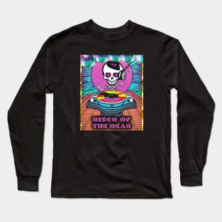 Disco of the Dead Musical DJ Retro Pink Skeleton Girl with Disco Balls Long Sleeve T-Shirt